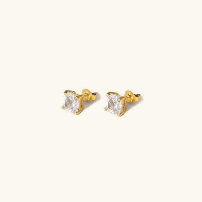 [ElanLuxe]March Solitaire Gold Earrings