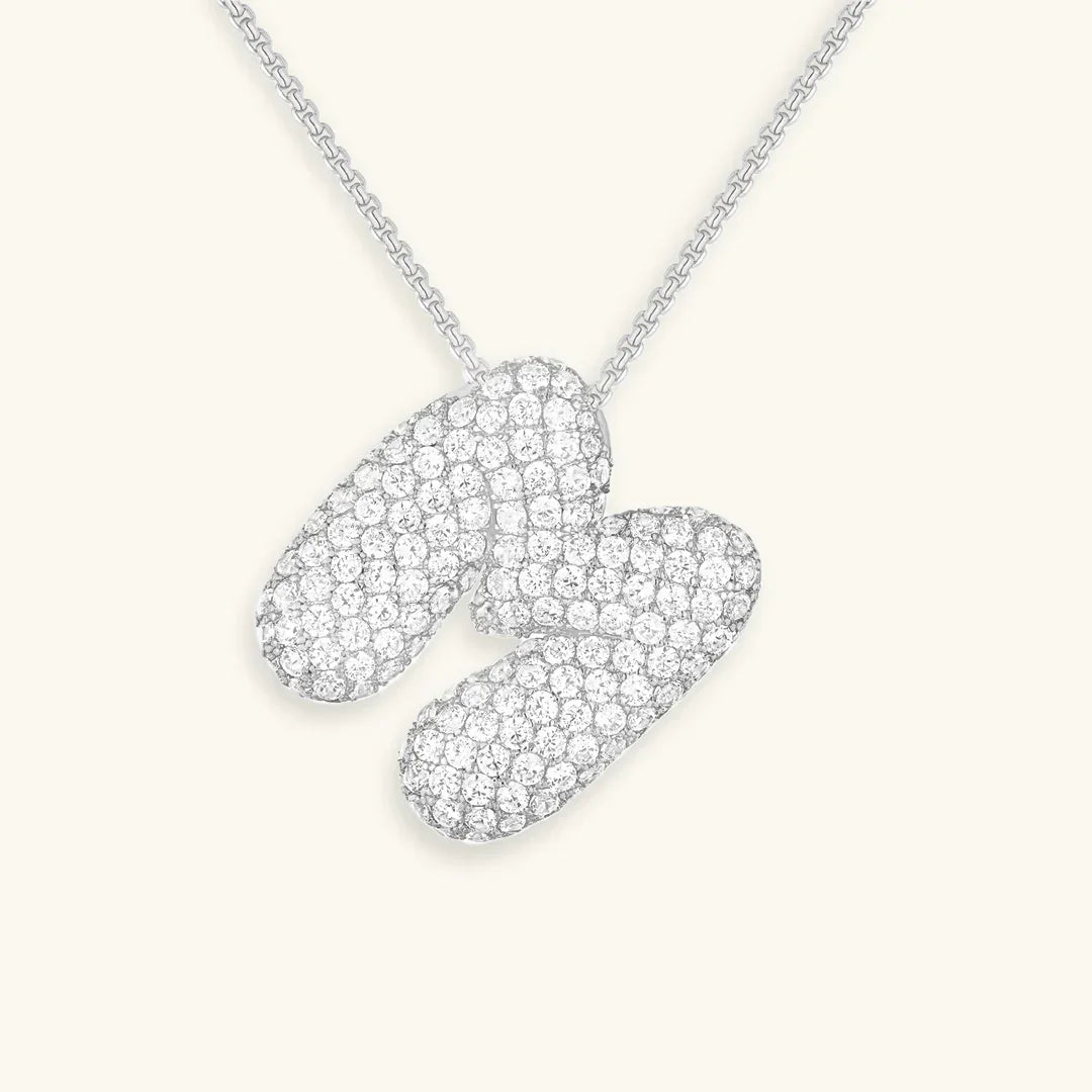 [ElanLuxe]Bubble Initial Diamond Necklace