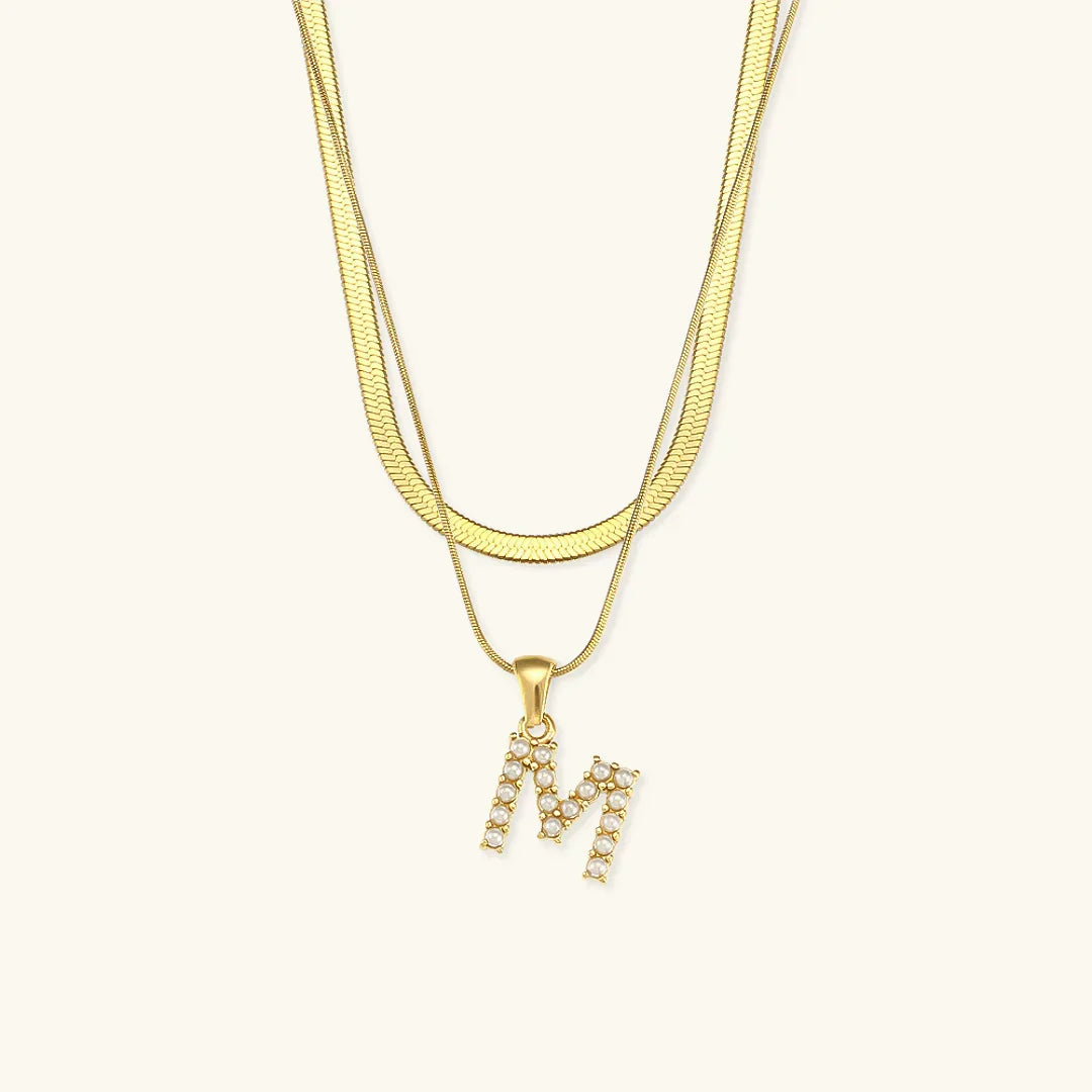 [ElanLuxe]Fiona Layered Gold Initial Letter Necklace