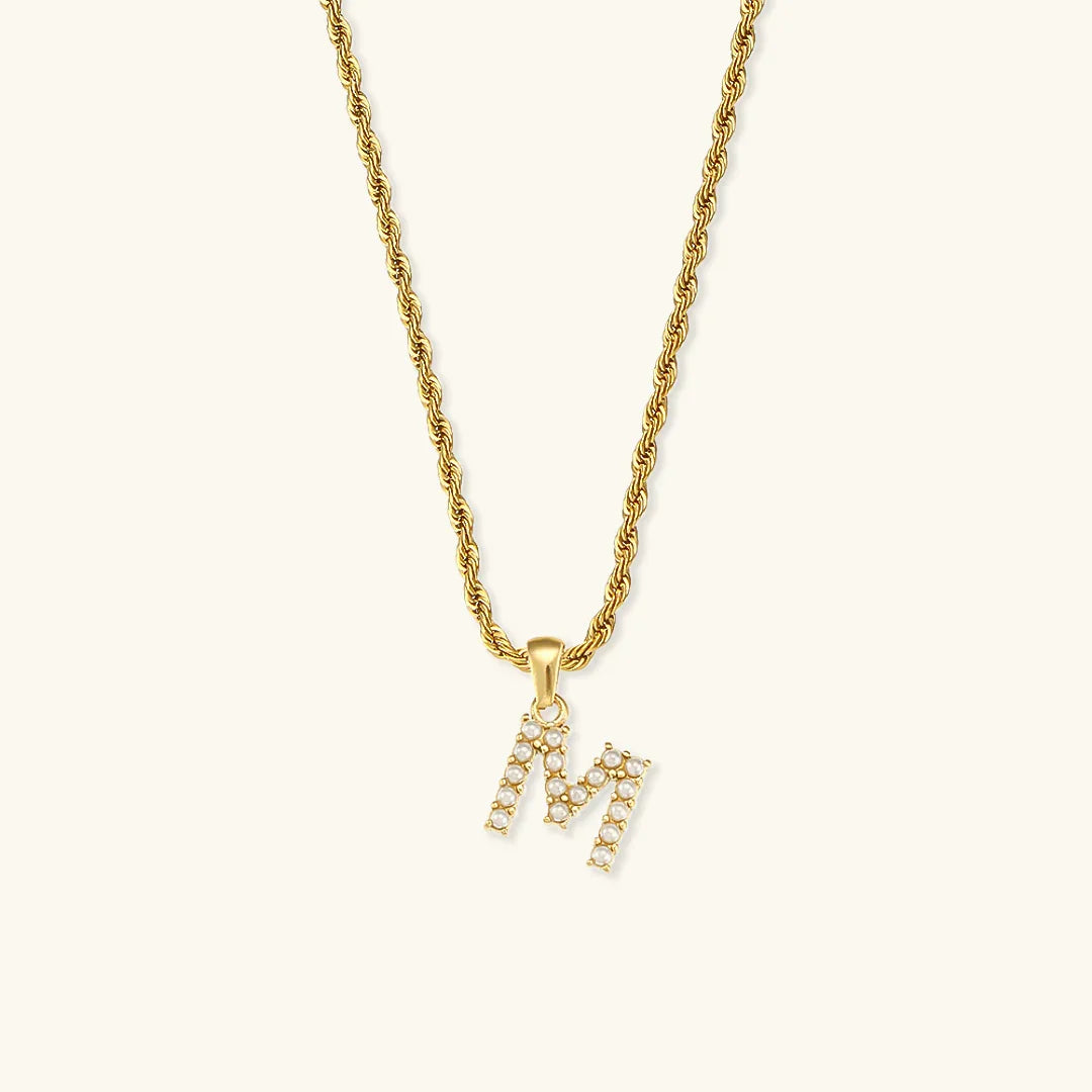 [ElanLuxe]Elodie Initial Letter Pearl Necklace