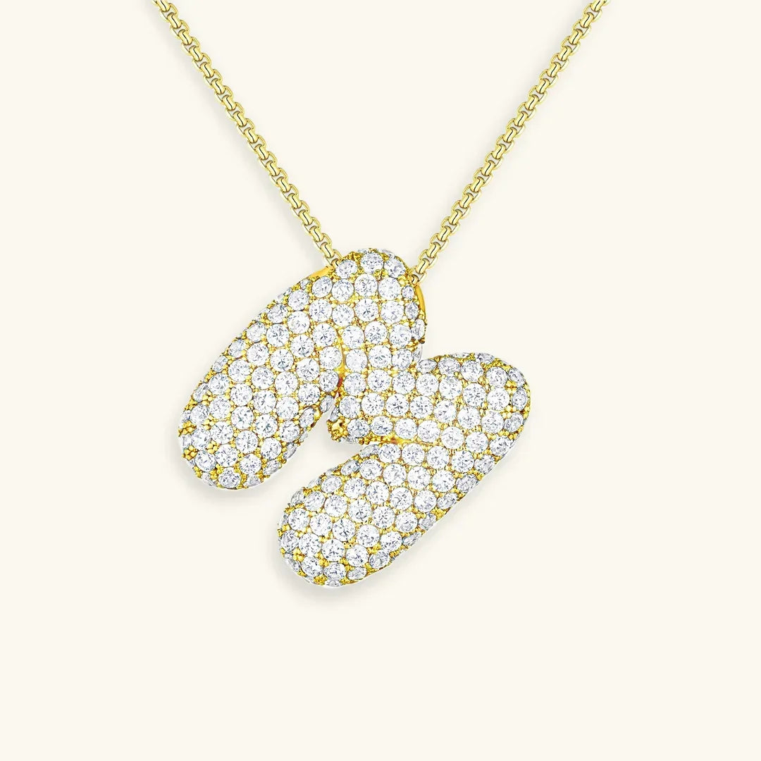 [ElanLuxe]Bubble Initial Diamond Necklace