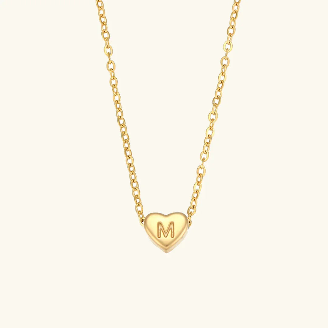 [ElanLuxe]Heart Initial Gold Necklace