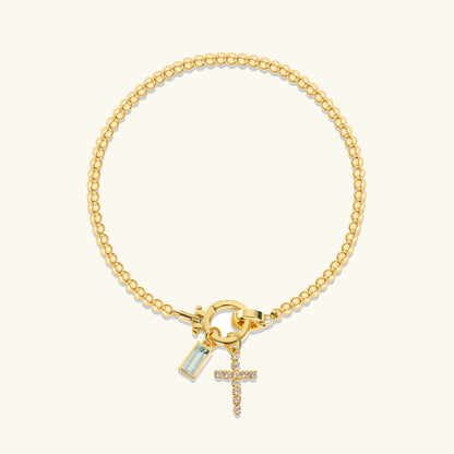 [ElanLuxe]Amalia Birthstone Cross Bracelet