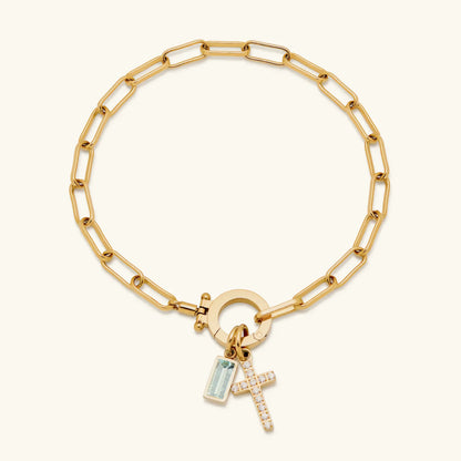 [ElanLuxe]Annabella Birthstone Cross Bracelet