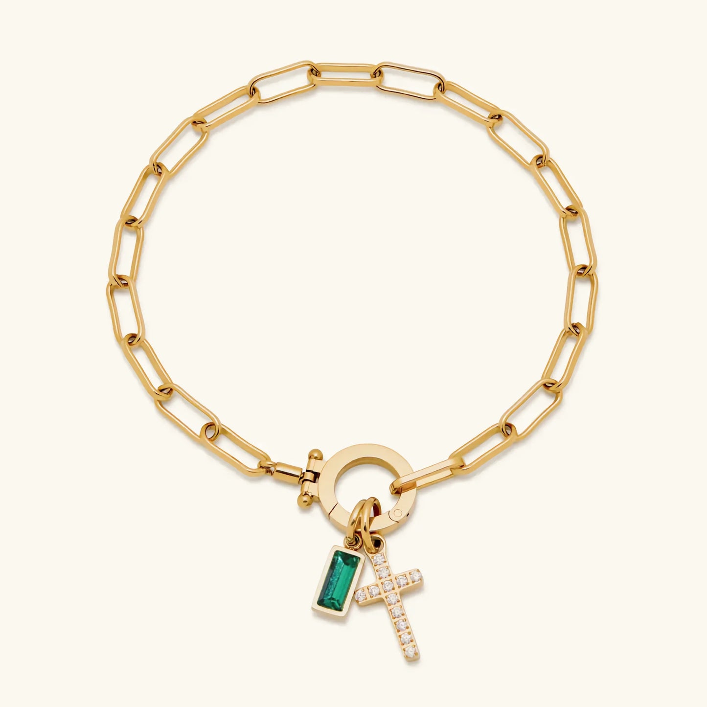 [ElanLuxe]Annabella Birthstone Cross Bracelet