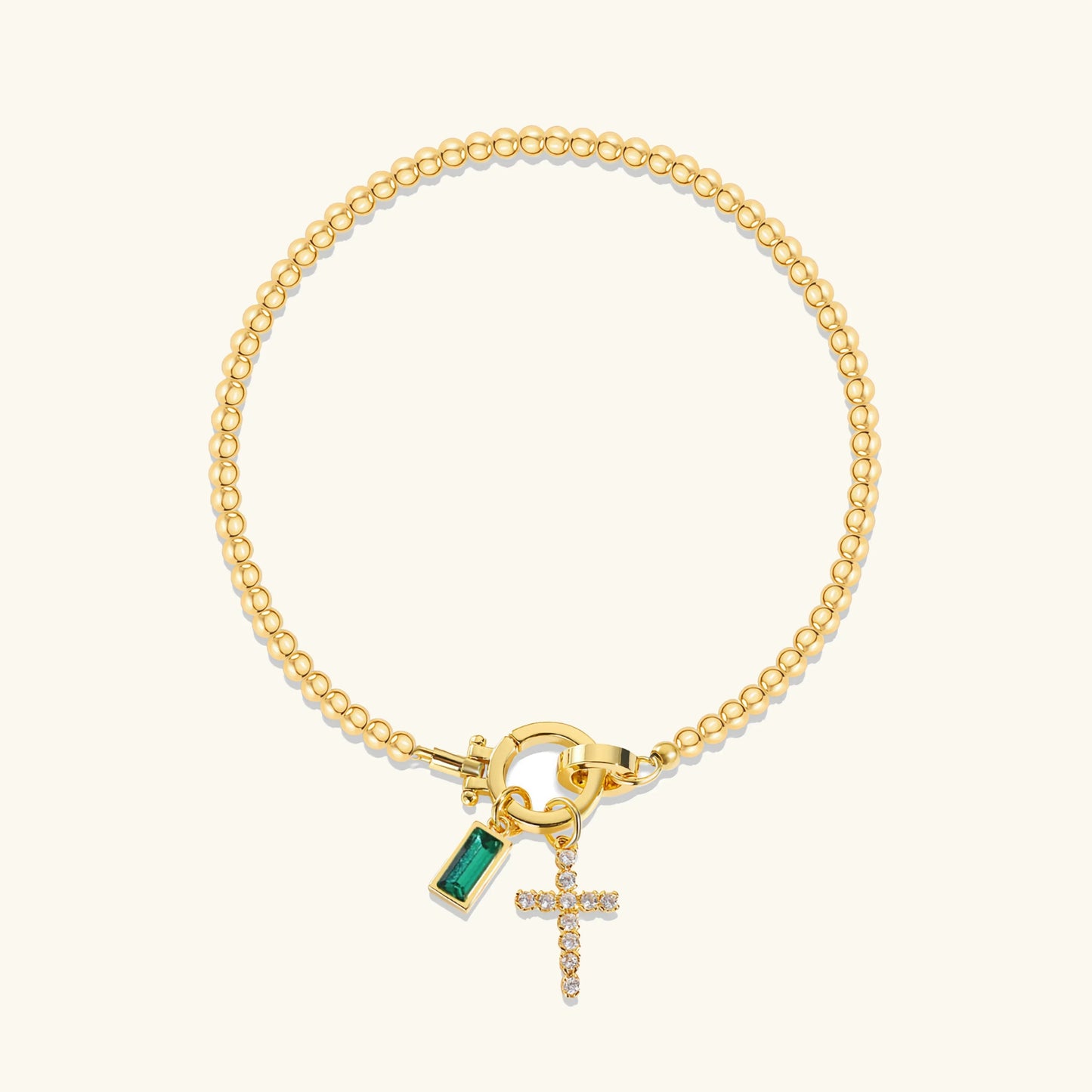 [ElanLuxe]Amalia Birthstone Cross Bracelet