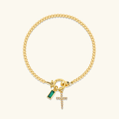 [ElanLuxe]Amalia Birthstone Cross Bracelet