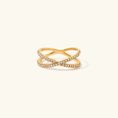 [ElanLuxe]Nia Gold Diamond Cross Ring