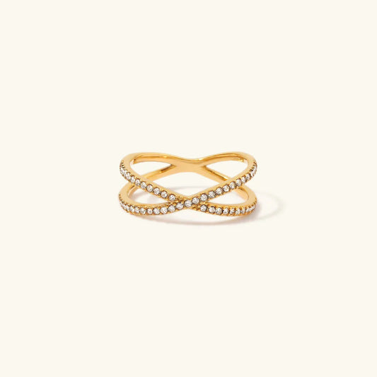 [ElanLuxe]Nia Gold Diamond Cross Ring