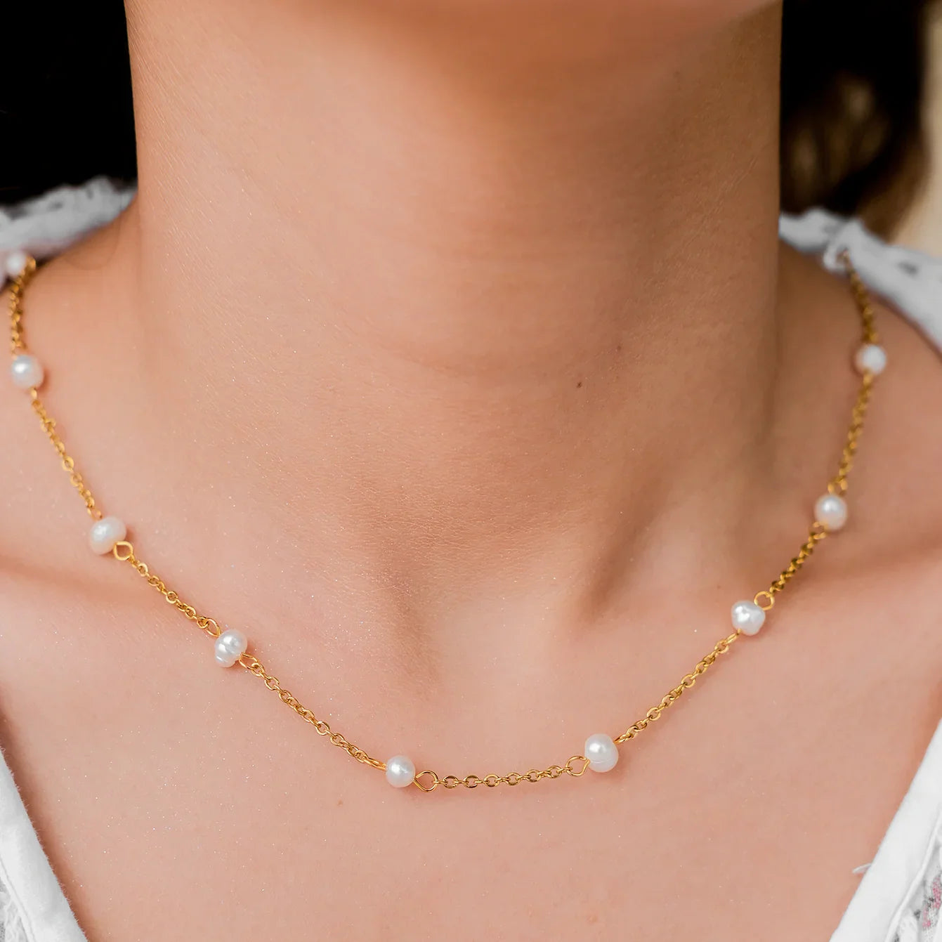 [ElanLuxe]Nora Gold Pearl Necklace