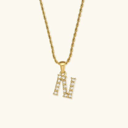 [ElanLuxe]Maeve Letter Initial Diamond Necklace