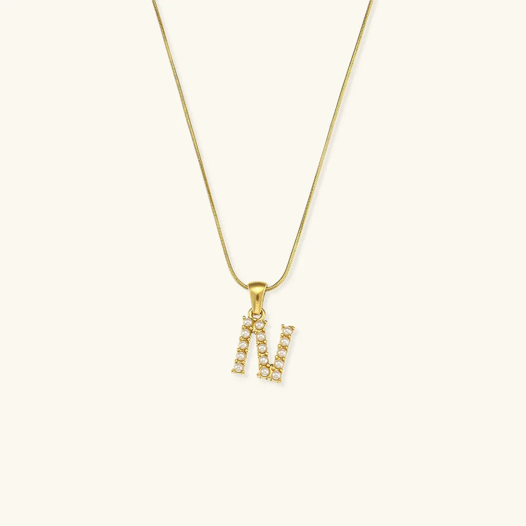 [ElanLuxe]Augustine Initial Letter Pearl Necklace