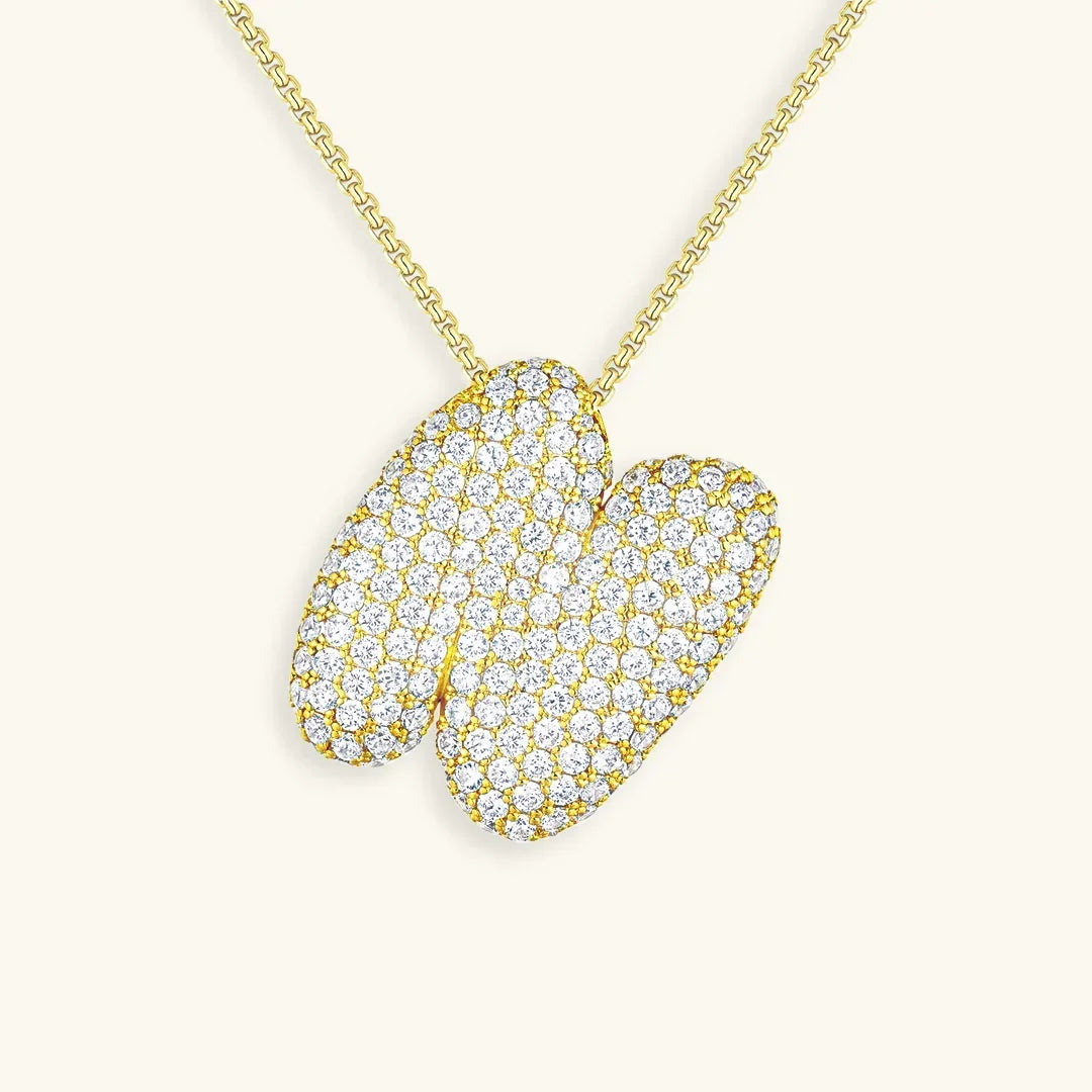 [ElanLuxe]Bubble Initial Diamond Necklace