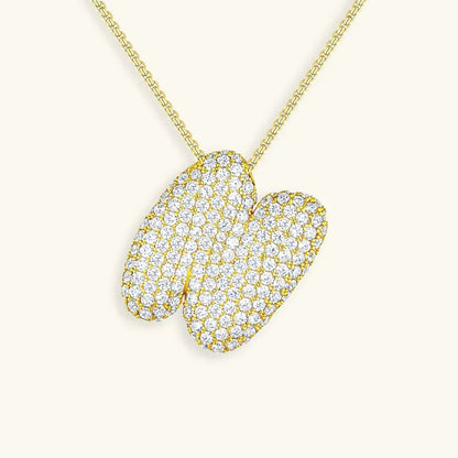 [ElanLuxe]Bubble Initial Diamond Necklace