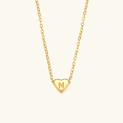 [ElanLuxe]Heart Initial Gold Necklace