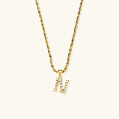 [ElanLuxe]Elodie Initial Letter Pearl Necklace
