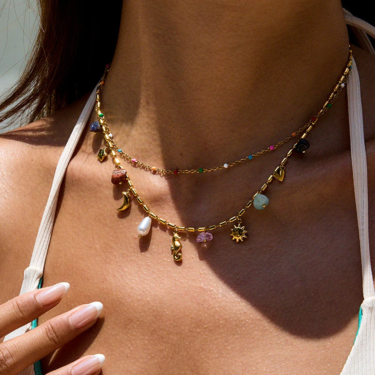 [ElanLuxe]Cambria Coastal Charm Layered Necklace