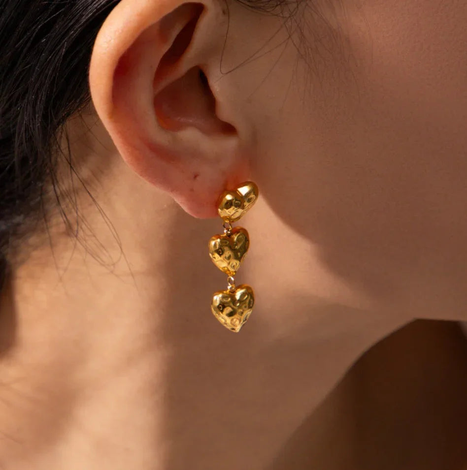 [ElanLuxe]Heather Heart Gold Earrings