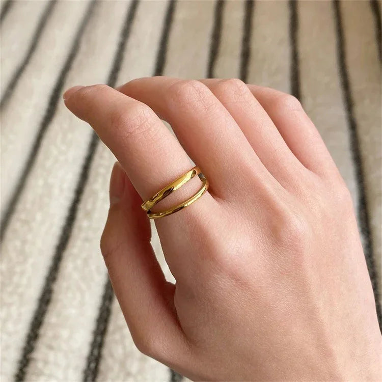 [ElanLuxe]Olivia Layered Gold Ring