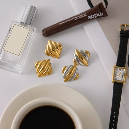 [ElanLuxe]Maxine Rippled Gold Earrings
