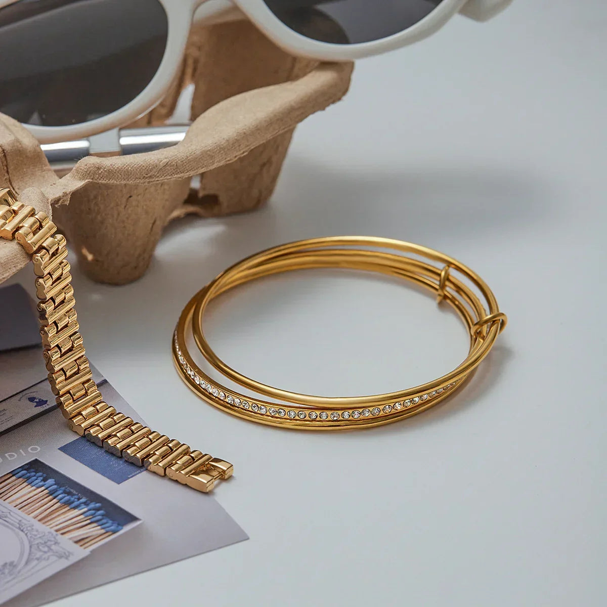 [ElanLuxe]Quinley Stacked Diamond Bracelet