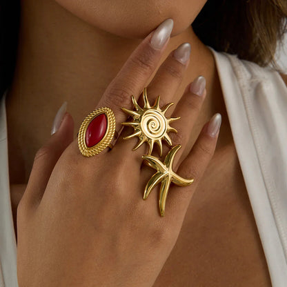 [ElanLuxe]Oceanic Gold Starfish Ring