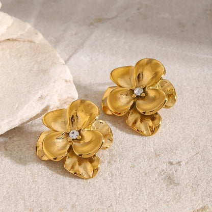 [ElanLuxe]Ainsley Floral Gold Earrings