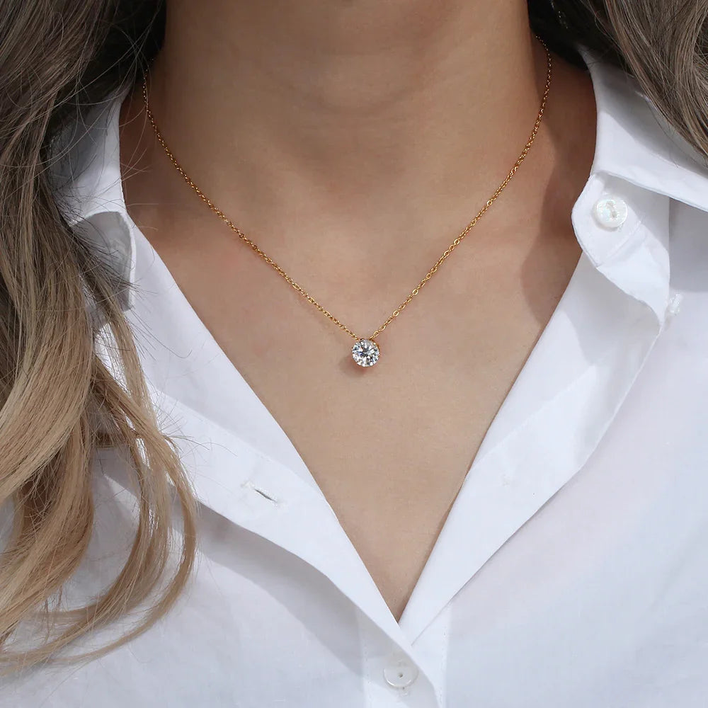 [ElanLuxe]Kyla Solitaire Gold Necklace