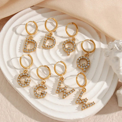 [ElanLuxe]Wilhemina Initial Letter Earrings