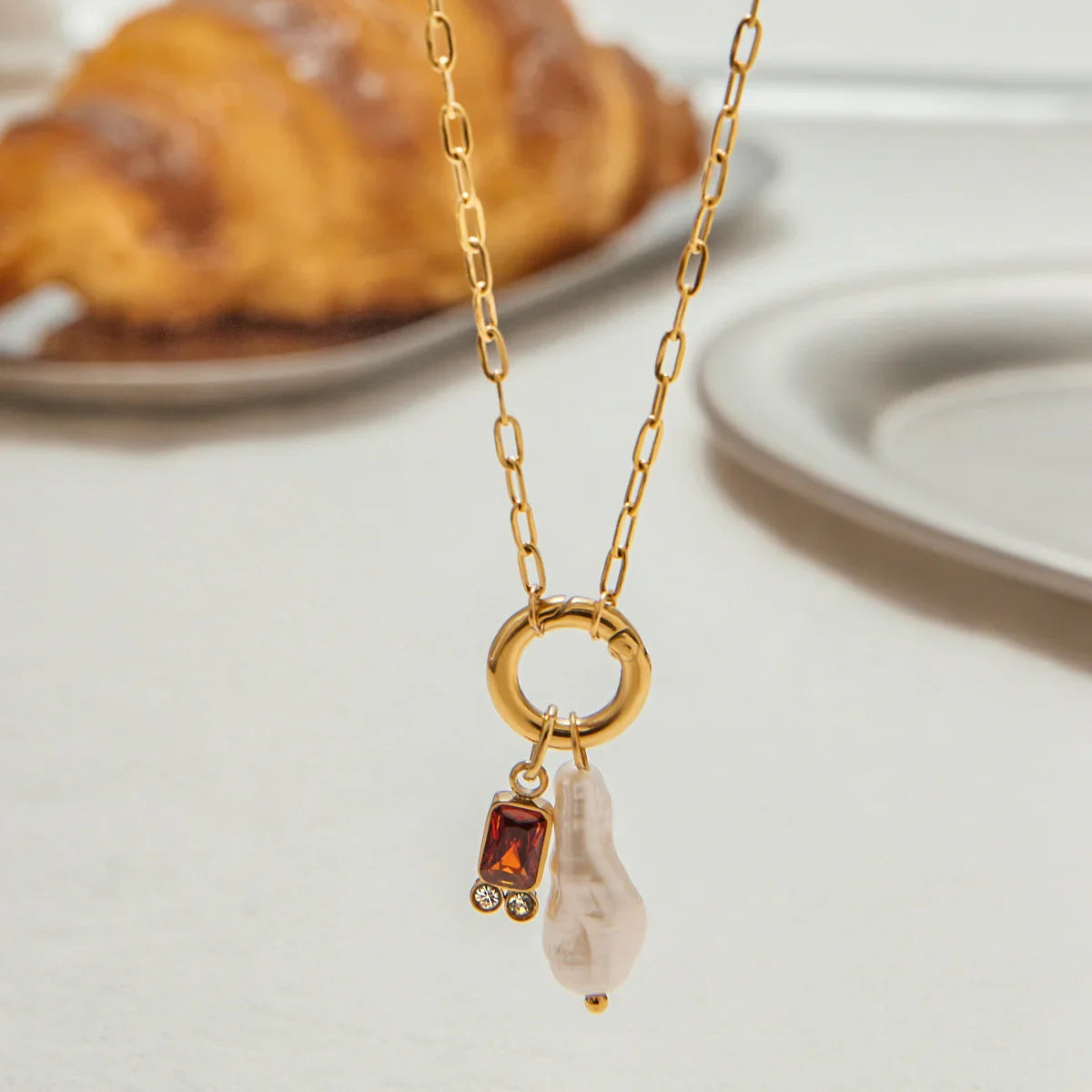 [ElanLuxe]Caitlin Birthstone Pearl Necklace