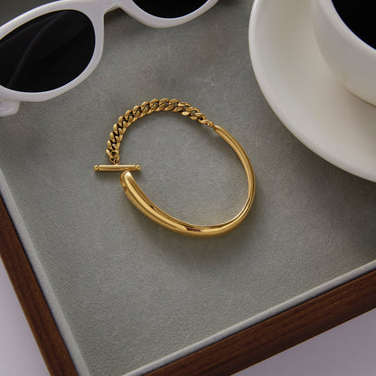 [ElanLuxe]Myrna Chained Gold Bangle
