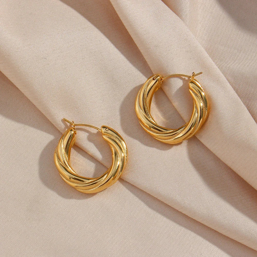 [ElanLuxe]Denisse Twisted Hoop Earrings