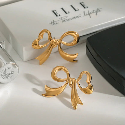 [ElanLuxe]Carissa Gold Bowtie Earrings