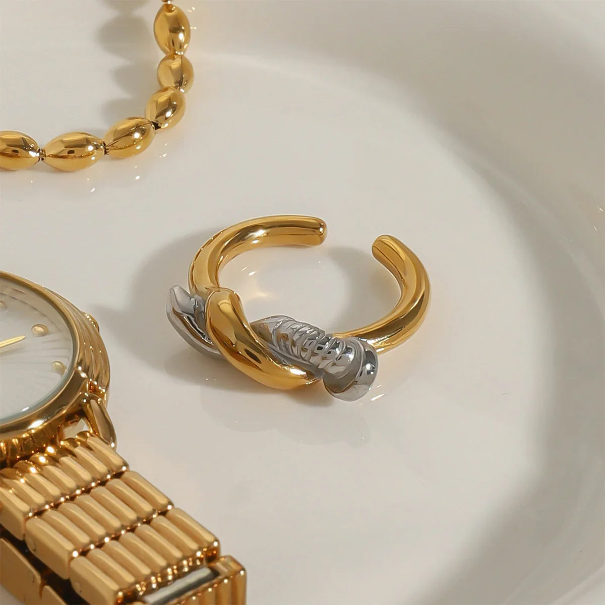 [ElanLuxe]Trinity Twisted Nail Ring