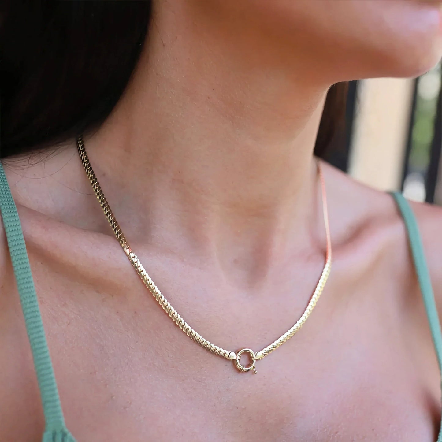 [ElanLuxe]Gardenia Gold Herringbone Pendant