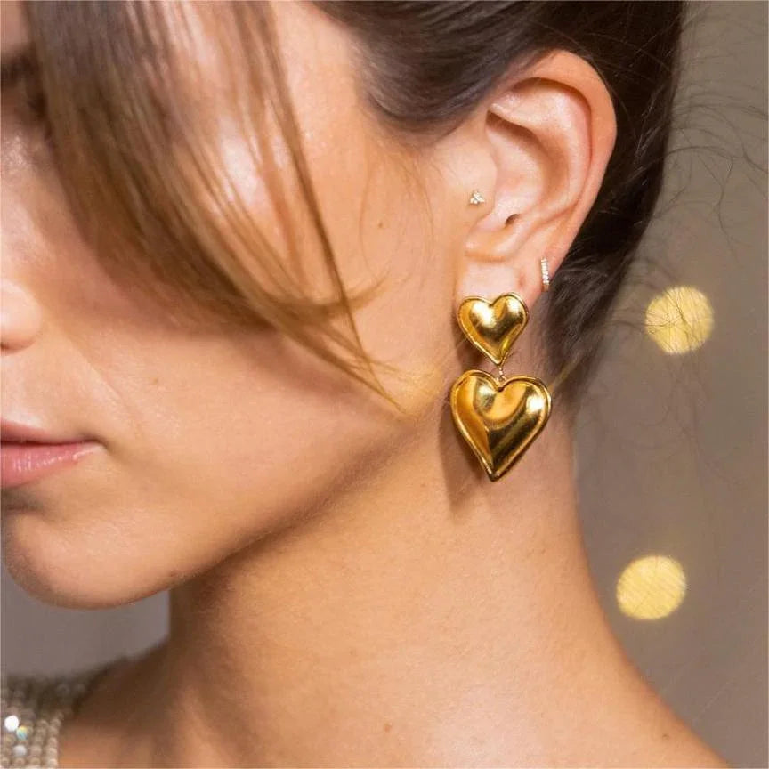 [ElanLuxe]Zofia Gold Heart Earrings