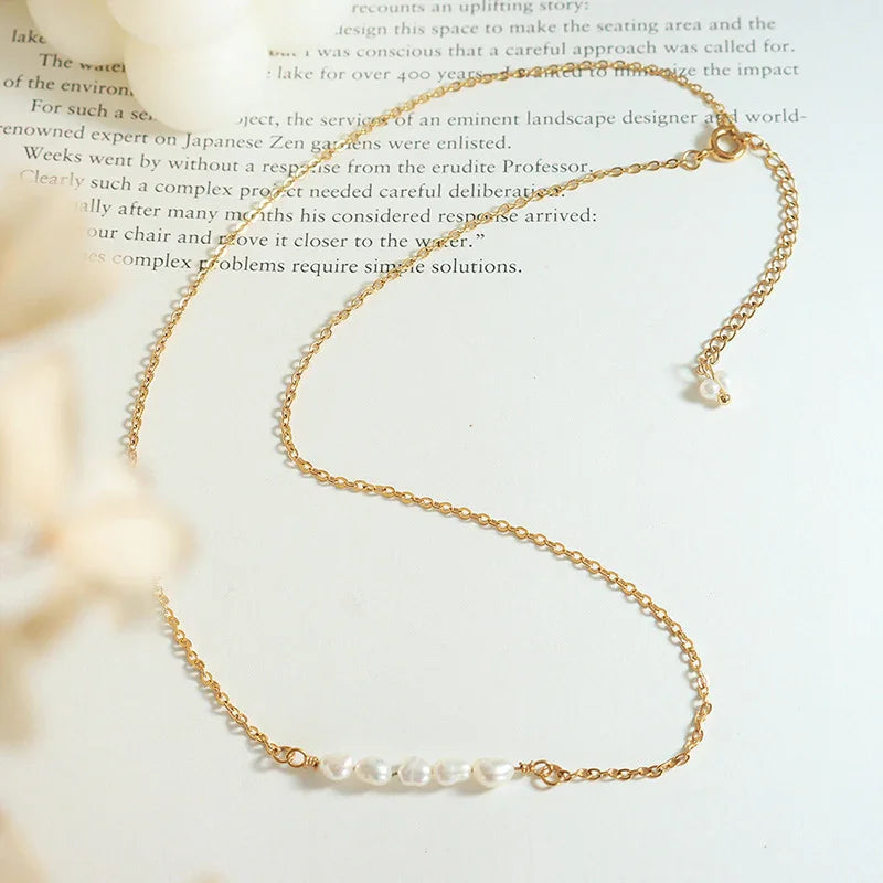 [ElanLuxe]Fleur Freshwater Pearl Gold Necklace