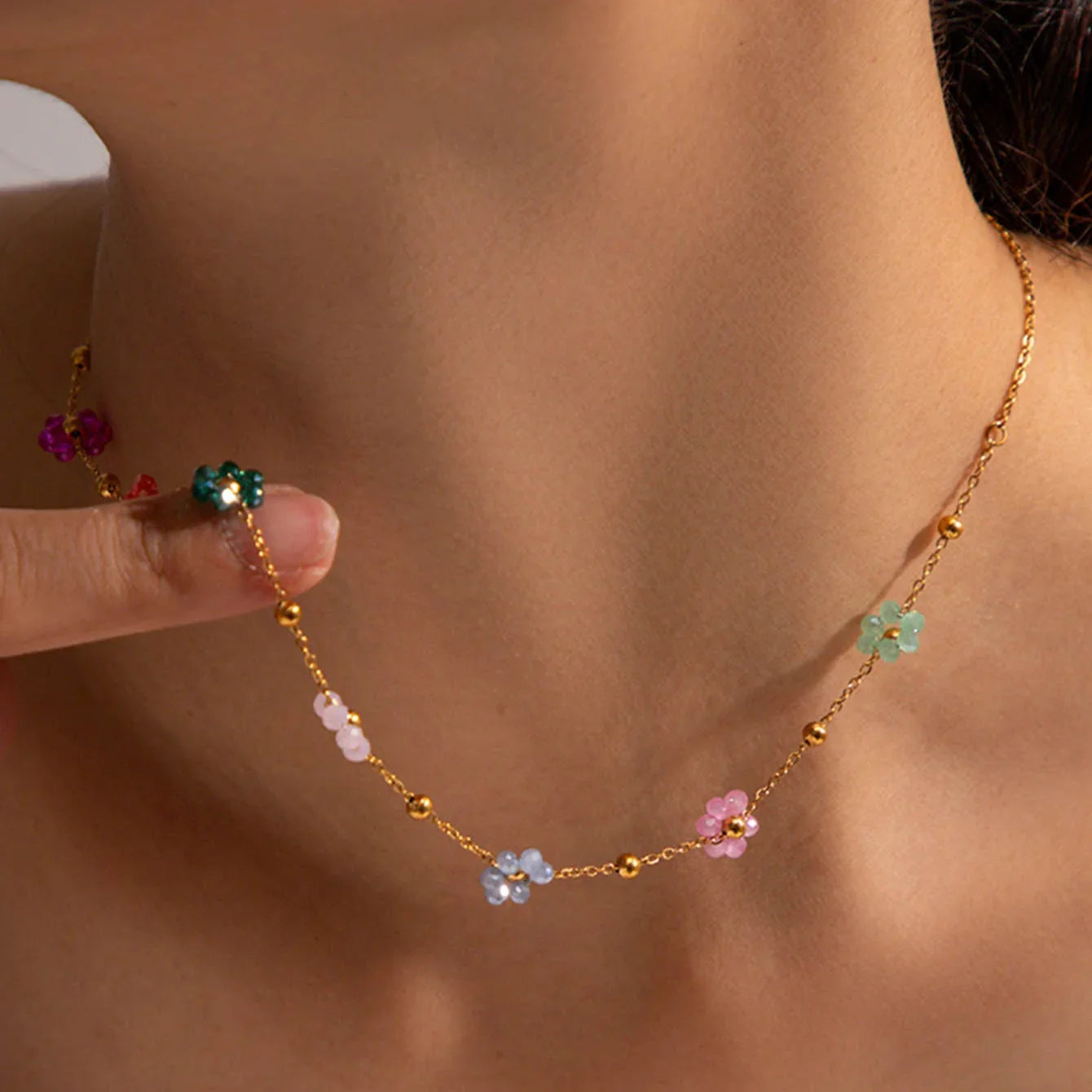 [ElanLuxe]Azalea Floral Gold Necklace