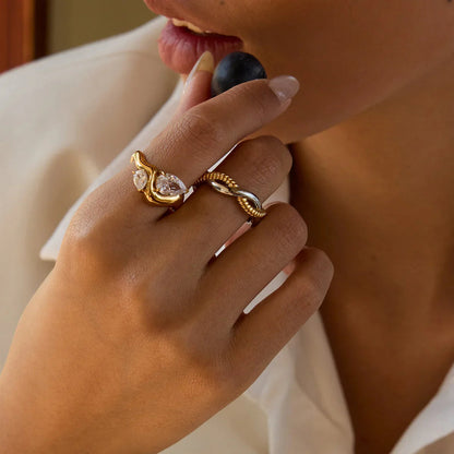 [ElanLuxe]Soletta Diamond Teardrop Gold Ring