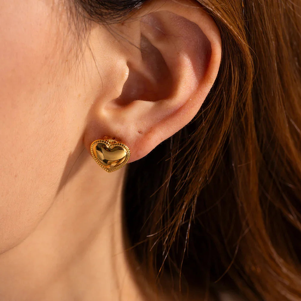 [ElanLuxe]Ruth Heart Gold Earrings