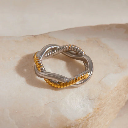 [ElanLuxe]Nerisse Two-Tone Twist Ring