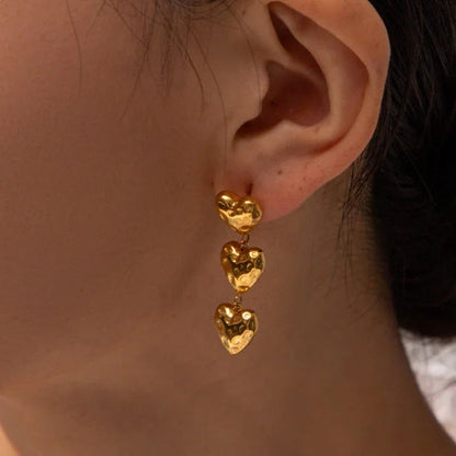 [ElanLuxe]Heather Heart Gold Earrings