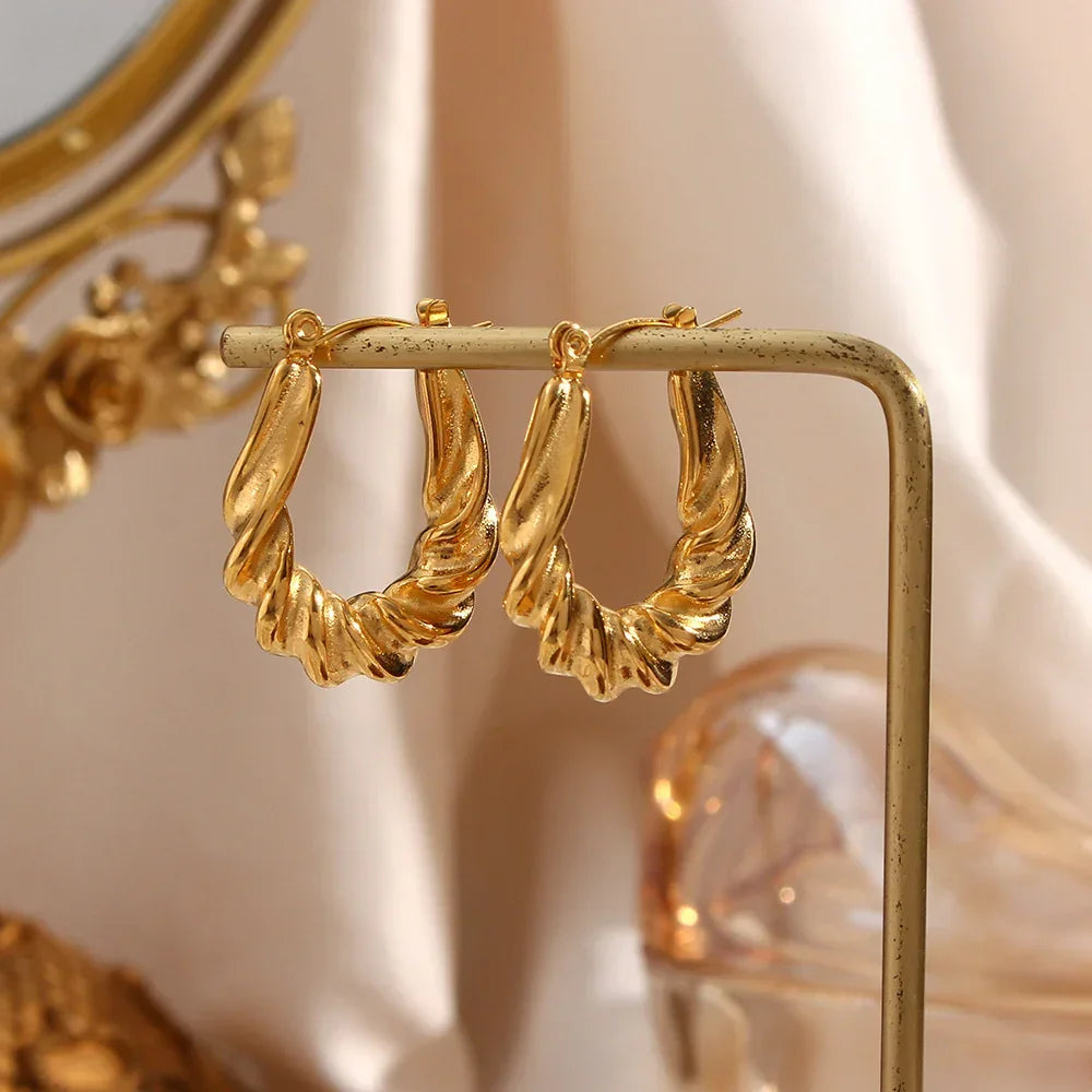 [ElanLuxe]Adaline Twist Hoop Earrings