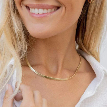 [ElanLuxe]Elizabeth Gold Herringbone Necklace