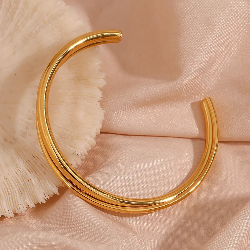 [ElanLuxe]Rianne Layered Gold Bangle