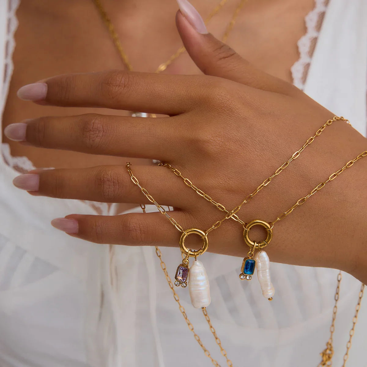 [ElanLuxe]Caitlin Birthstone Pearl Necklace