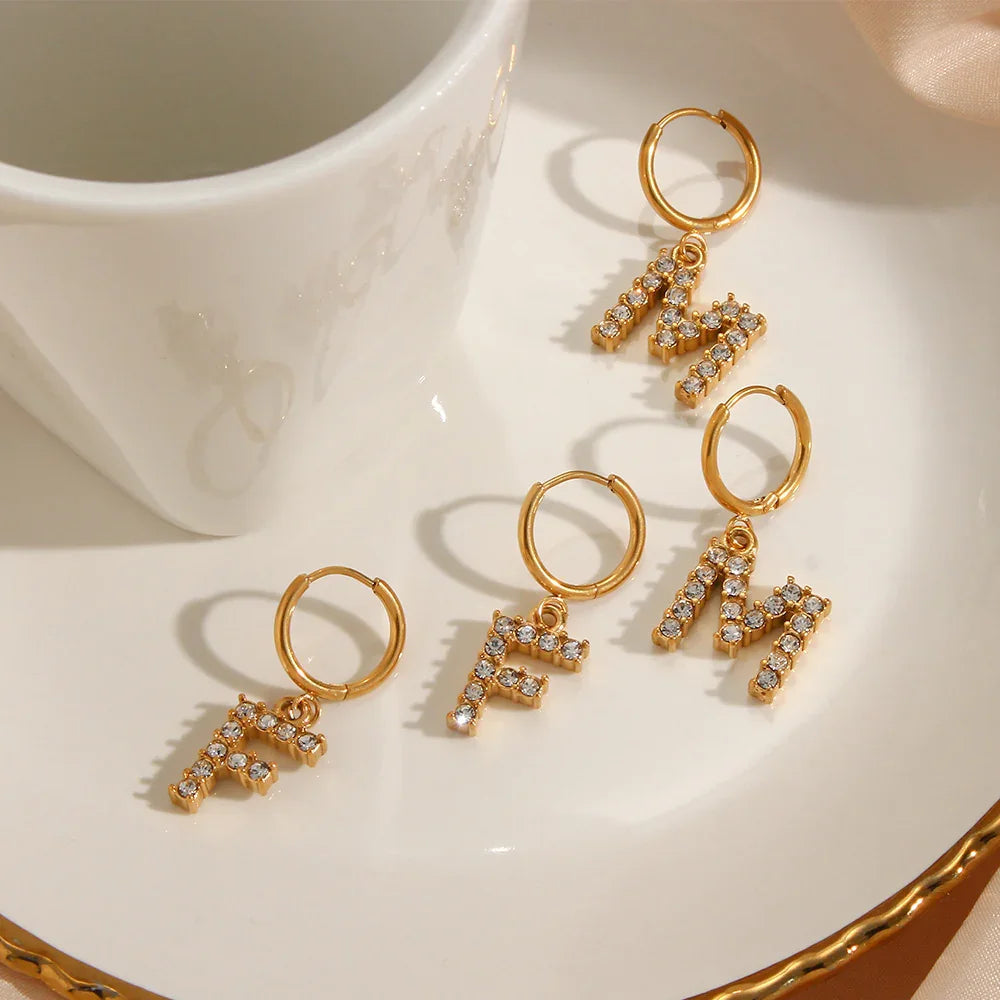 [ElanLuxe]Wilhemina Initial Letter Earrings