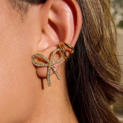 [ElanLuxe]Dannah Diamond Bow Tie Earrings