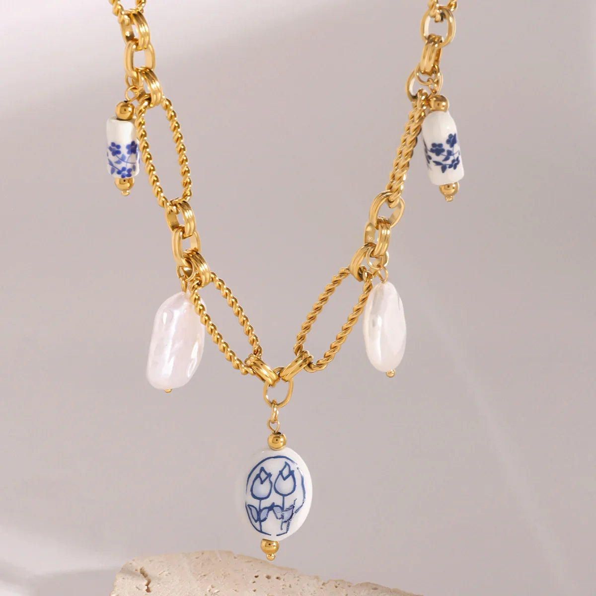 [ElanLuxe]Cerulean Freshwater Pearl Necklace