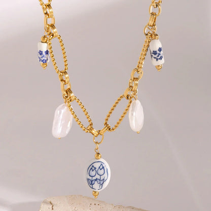 [ElanLuxe]Cerulean Freshwater Pearl Necklace